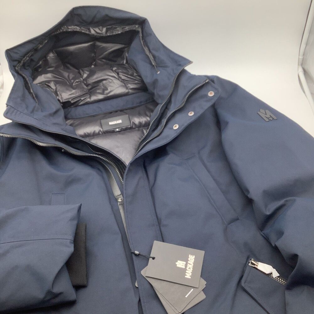 Mackage Mens Edward The Ultimate 2 in 1 Insulated Down Coat Navy Size 48 NWT
